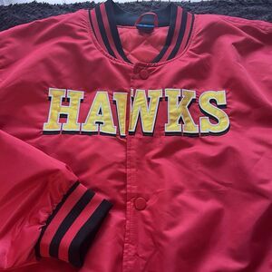New Atlanta Hawks Satin Varsity Bomber Jacket Ultra Game Mens 2XL Front Back Hit
